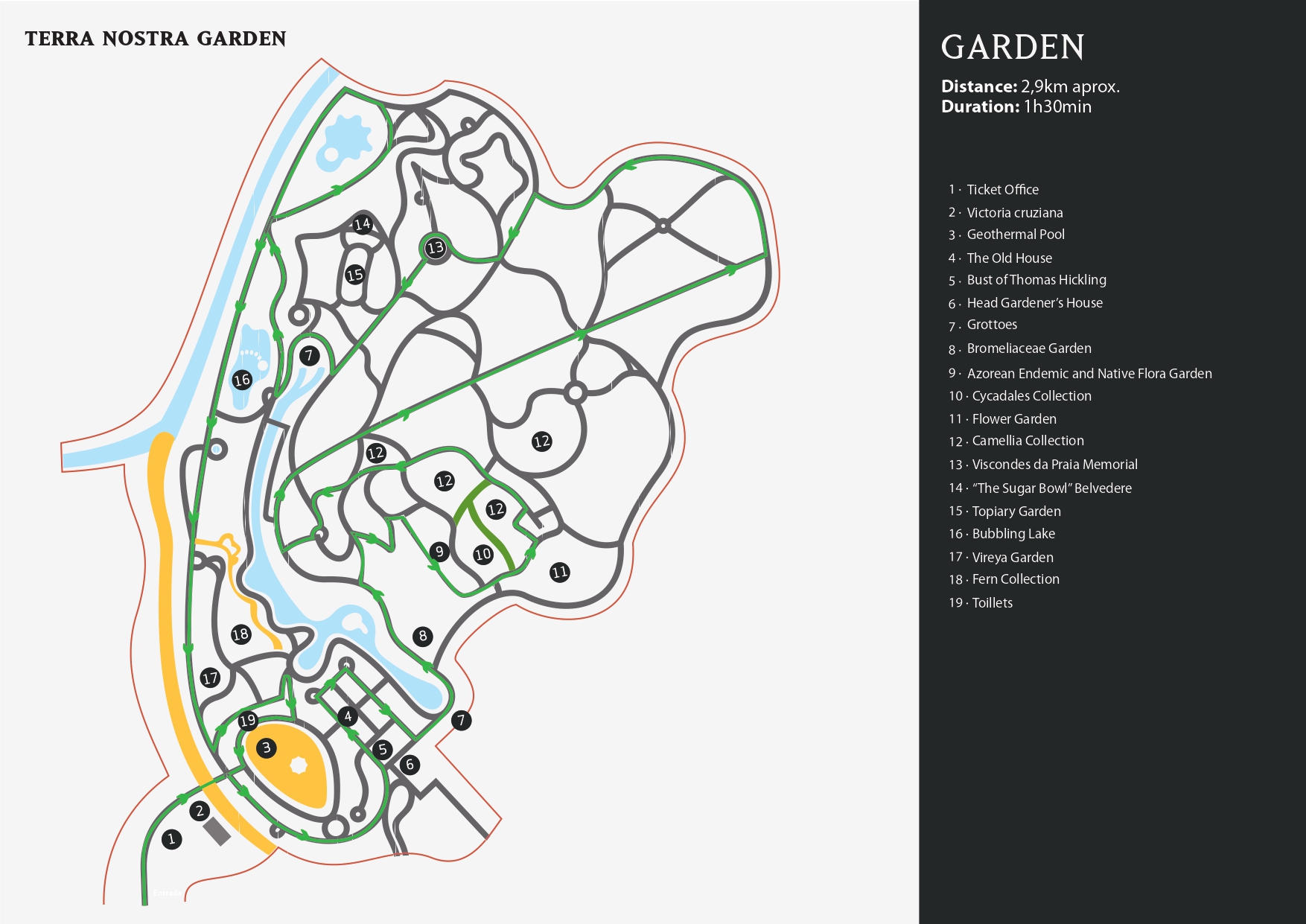Mapa del Jardín Botánico Terra Nostra
